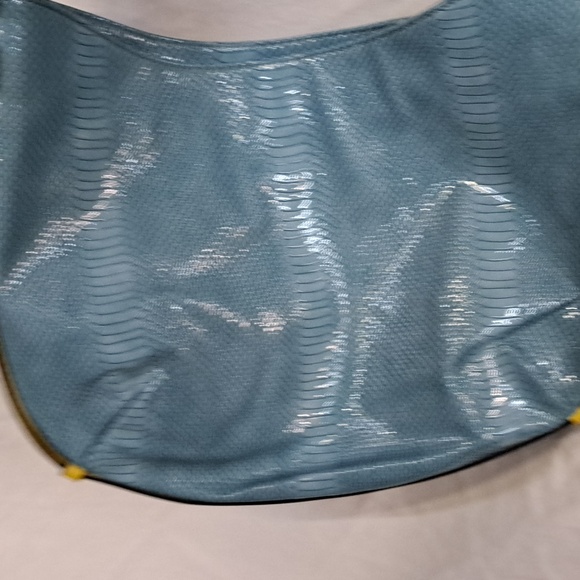 Gianni Bini Baby blue, yellow with gold tone zipper purse - Picture 8 of 8